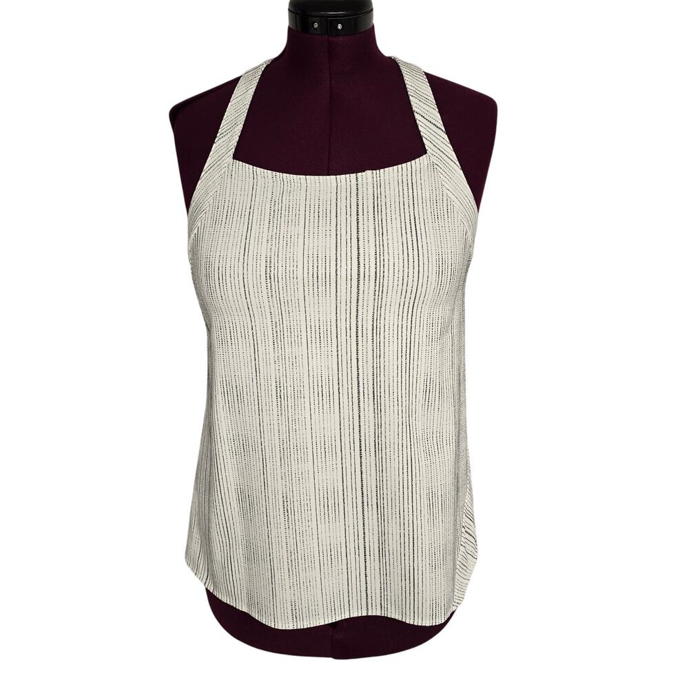 Women's Athleta Black & White Striped Criss Cross Back Athletic Tank | Size Med - Picture 2 of 11